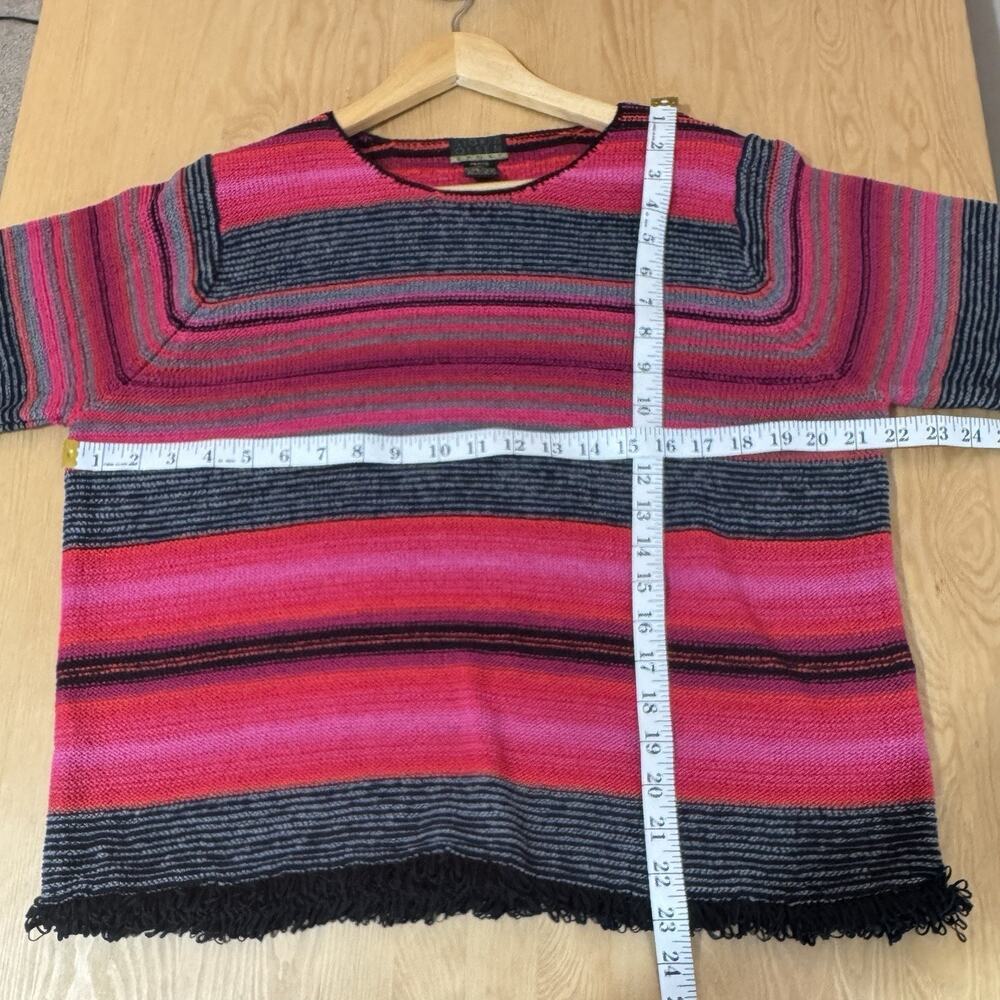 VTG Sigurd Olsen Womens Knit Sweater Fringe Striped Boho 90s Phoebe Artsy PL - Picture 10 of 11